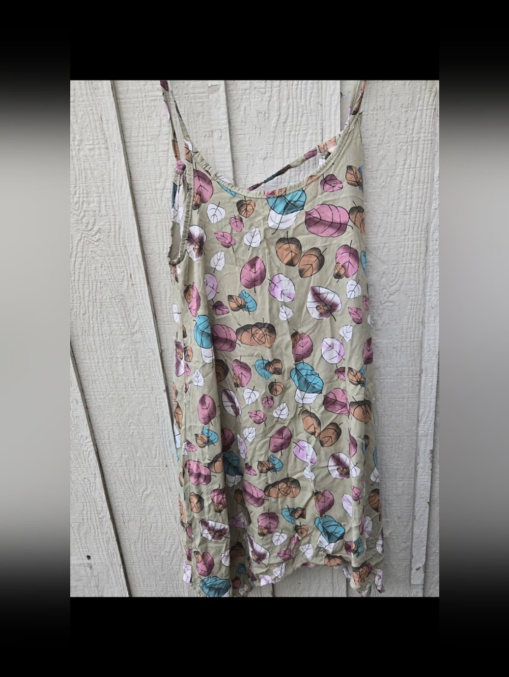 Asymmetric Leaf Print Viscose Sundress Handkerchief Hem Size S